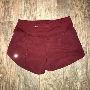 Lululemon speed up shorts cassis red